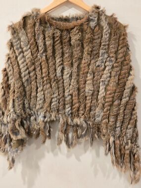 Henig Furs Rabbit Fur Pullover Shawl Jacket Cape Wrap One Size